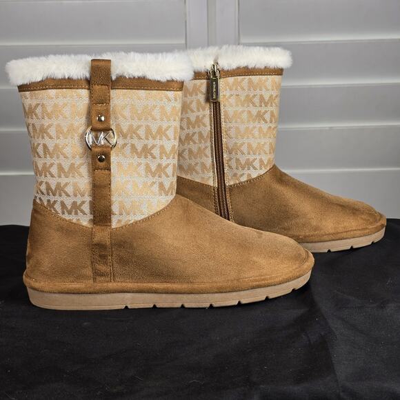 Michael Kors Girls Brown Fuzzy Ankle Sz 4 Boots MKS10310C - Picture 1 of 9